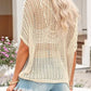 🏖️Summer Hot Sale 50% OFF🎁 Womens Summer Scoop Neck Short Sleeve Sweater Casual Crochet Hollow Out Knit Tops Pullover Shirts Beach Coverup