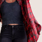 ⏰Early Autumn Sales 49% OFF🍂Women's Mineral Washed Button Down Plaid Shirt With Pockets