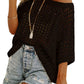 🏖️Summer Hot Sale 50% OFF🎁 Womens Summer Scoop Neck Short Sleeve Sweater Casual Crochet Hollow Out Knit Tops Pullover Shirts Beach Coverup