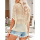 🏖️Summer Hot Sale 50% OFF🎁 Womens Summer Scoop Neck Short Sleeve Sweater Casual Crochet Hollow Out Knit Tops Pullover Shirts Beach Coverup