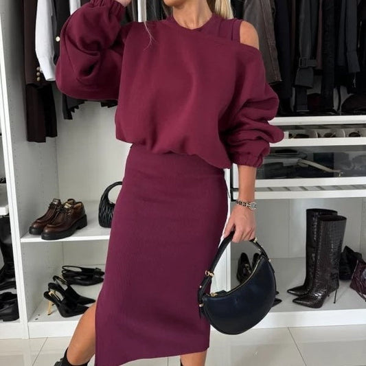 🎉New Hot Sales - 49% OFF😍Women's Sweatshirt & Sleeveless Dress 2-Piece Set