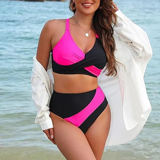 🔥Mother's Day Hot Sale 50%🔥Women's Color-Block Criss Cross Lace Back Swimwear Set