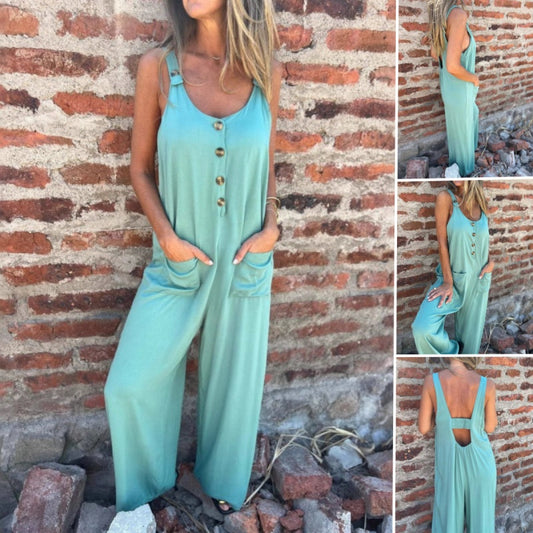 🔥HOT SALE 50% OFF🔥Women's Buttoned Casual Versatile Loose Jumpsuit