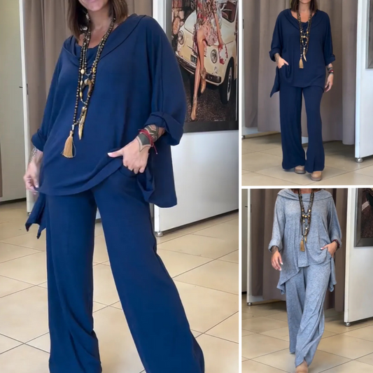 🔥Mother's Day Hot Sale 50%🔥Women's Fashion Casual Solid Color Irregular Long Sleeve Two Piece Suit