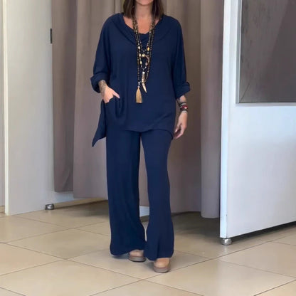 🔥Mother's Day Hot Sale 50%🔥Women's Fashion Casual Solid Color Irregular Long Sleeve Two Piece Suit